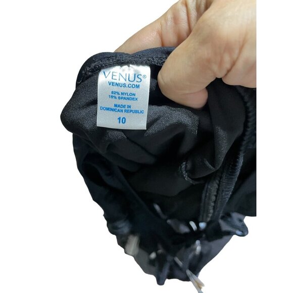 Venus Women's Sleeveless Open Back One-piece Swimsuit Black Size 10 - Picture 6 of 6